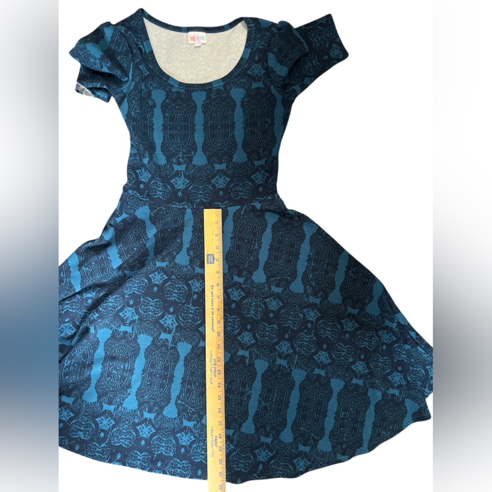 Whimsigoth Goth fairy blue and black dress  Romantic fit and flare geometric